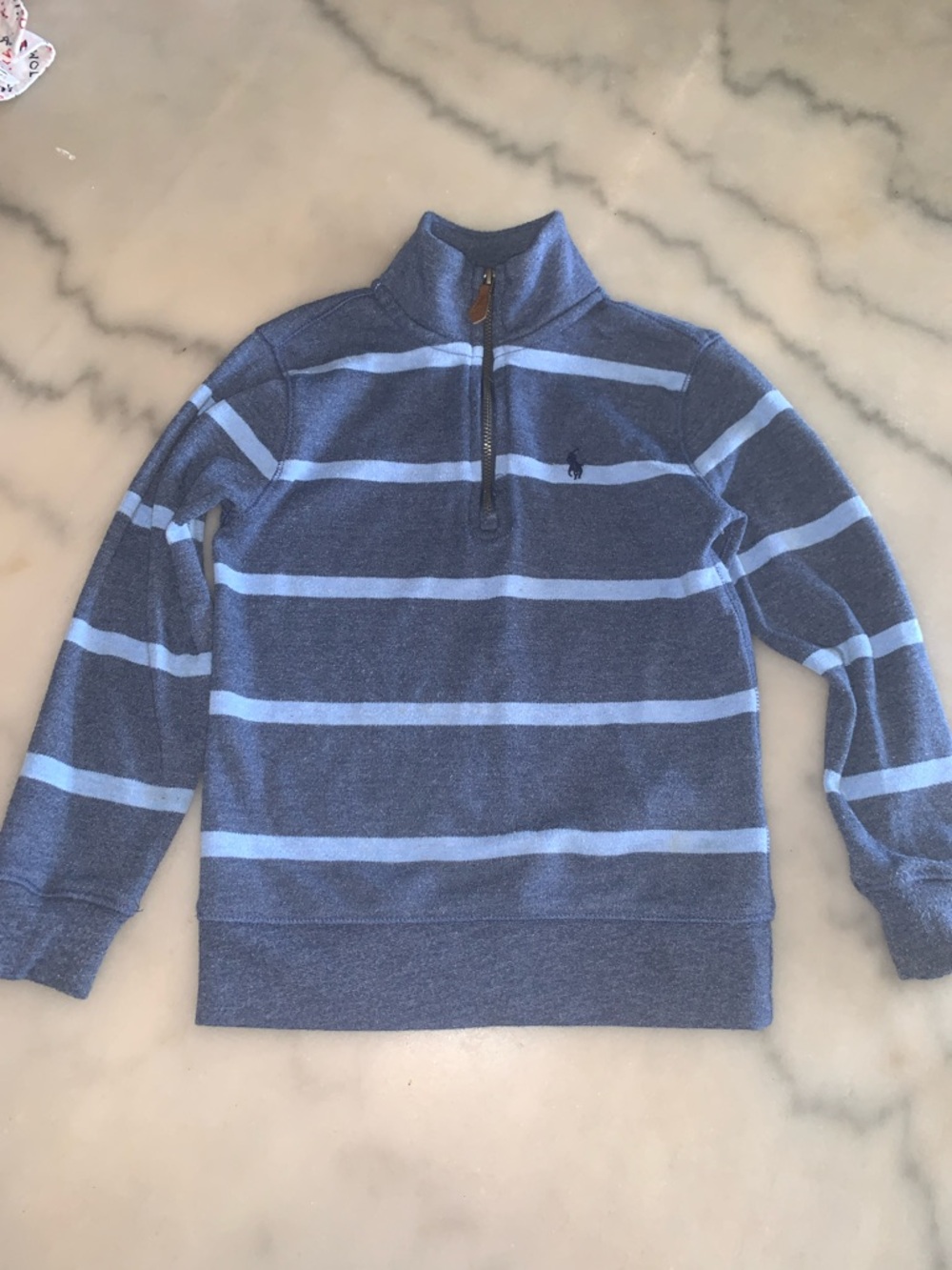 Polo by Ralph Lauren Blue & Light Blue Striped Half-Zip Sweater